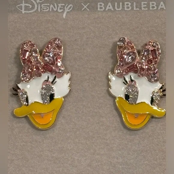 Disney BaubleBar Sparkly Daisy Duck Stud Earrings - Picture 2 of 3
